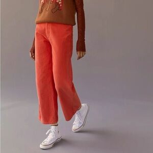 URBAN OUTFITTERS BDG HIGH & WIDE orange/red CORDUROY PANTS SIZE 25 NWT